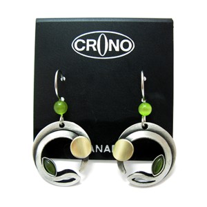 Green Catsite Arc Dangle Earrings by Crono Design